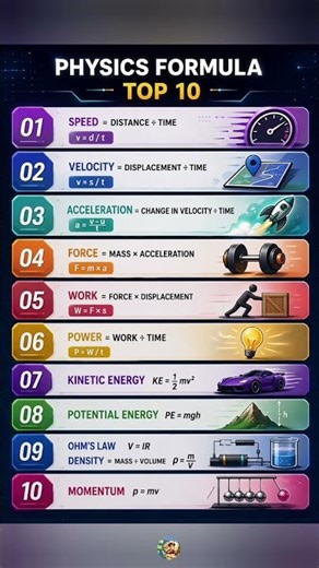 Physics formula top 10 #physics #physcisshort #physicsformulas #science #sciencefacts