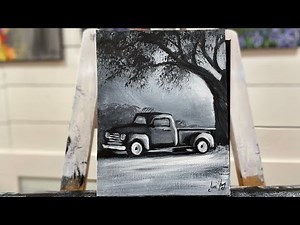 How to Paint an OLD TRUCK & TREE 🖌️ acrylic Painting Tutorial