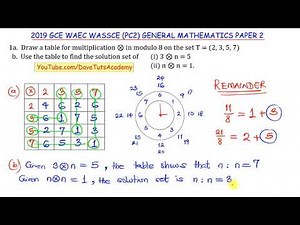 Modulo Arithmetic Worked Example - WAEC GCE PC2 PQ Solved