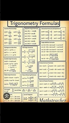 Class 10 All trigonometry formula