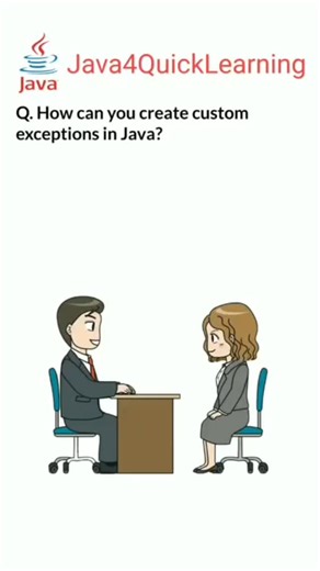 harish on Instagram: "How can you create custom exception in Java ☕ ☕ Follow @codingknowledge_ for more 🔥💯 @codingknowledge_ @codingknowledge_ - Join our growing community on TELEGRAM 🚀 (Link in bio) to get access to all the resources! 🌏 Don’t forget to share with friends for more support 🫂 Let's code and grow together!🤌 Follow @codingknowledge_ for more 🚀 @codingknowledge_ 🔥 @codingknowledge_ 🔥 ___________________ Hashtags:- #coding #java #javaprogramming #javaquestionandanswers #dsa"