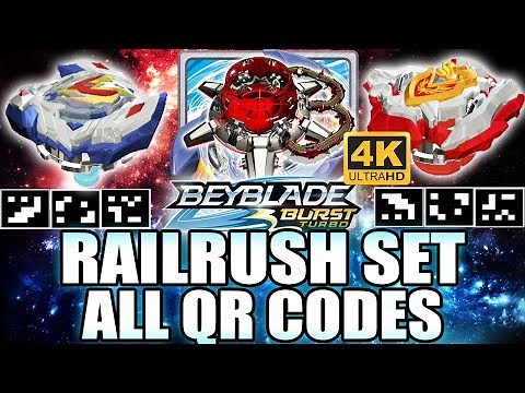 QR CODES RAILRUSH SET VALTRYEK V4 Z ACHILLES A4 ORIGINAL COLORS IN 4K! BEYBLADE BURST TURBO APP