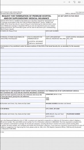 Part B : Completing Form CMS 1763 for withdraw of Medicare