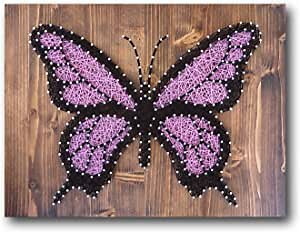 String of the Art Butterfly String Art Kit, American Made DIY Craft Kit for Adults, Stained Pine Wood (16" x 12"), Embroidery Floss, for Beginner to Advanced Crafters, Craft a Handmade Gift