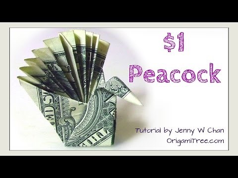 DIY How to Fold $1 Money Origami PEACOCK - Dollar (Easy)
