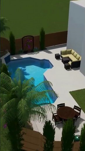 Stunning 3D Backyard Design Tour | Modern Geometric Pool & Outdoor Oasis