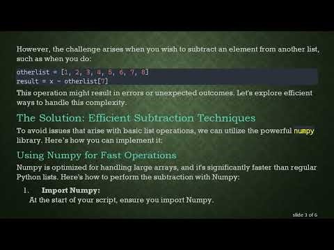 Mastering List Index Subtraction in Python: A Guide to Efficient Operations