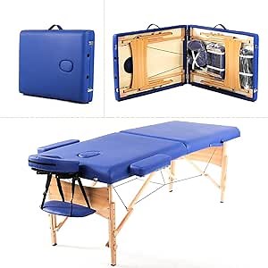 BestMassage Massage Table Portable Massage Bed Lash Bed 28In Wide Spa Bed Hight Adjustable 2 Fold Spa Bed Facial Cradle Salon Bed with Non-Woven Bag for Spa Footmassage Facial CareSpa Tattoo,Blue