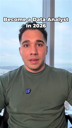 If I started over as a Data Analyst in 2026, here’s the exact order. 1. Excel basics 2. SQL first 3. One visualization tool 4. Python 5. 3 portfolio projects You don’t need to know everything, focus on explaining data clearly. Follow for the deep dive in each step. #dataanalytics #dataanalyst #careeradvice #tech #techjobs