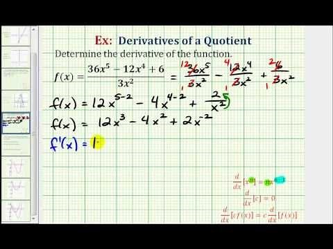 Ex: Derivative of a Quotient Function By Simplifying