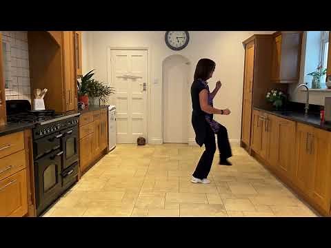 Hoedown line dance demo & practice with music & instruction