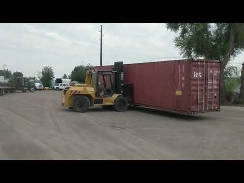 Moving a 40' High Cube Shipping Container with a Forklift