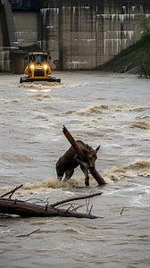 604K views · 1.3K reactions | A daring rescue unfolds as a construction worker uses his bulldozer to save a stranded moose calf from treacherous floodwaters, battling the relentless rain and powerful currents. | Peter Vu TV | Facebook