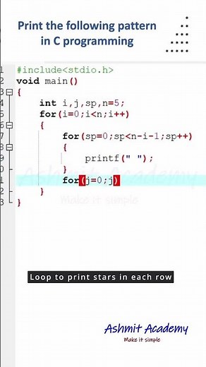 Right-Aligned Star Pattern in C | C Programming Tutorial #cprogramming #coding#cprogrammingtutorial