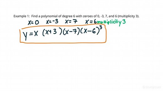 How to Find a Polynomial of a Given Degree with Given Zeros | Algebra | Study.com
