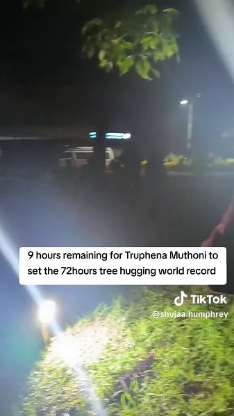 9 hours remaining for Truphena Muthoni to set the 72hours tree hugging world record #shujaahumphrey