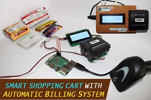 Smart Shopping Cart with POS Thermal Printer, Barcode Scanner, 20x4 LCD and Raspberry Pi