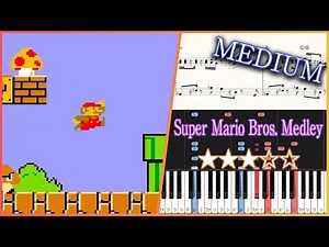 Super Mario Bros. Medley - Medium Piano Tutorial + Sheets【Piano Arrangement】
