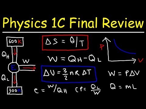Physics 1C Final Exam Review - Entropy, Thermodynamics, Gas Laws, Specific Heat & Calorimetry