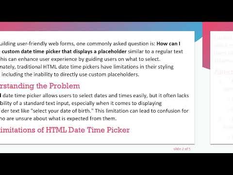 How to Use a Placeholder in HTML Date Time Picker
