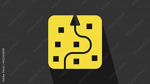 Yellow Neural network icon isolated on grey background. Artificial intelligence AI. 4K Video motion graphic animation
