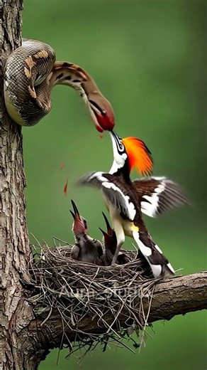 Hutooti Bird Attacks! Python Bravely Protects Your Kid! | 後鳥蒂鳥の攻撃！ニシキヘビが勇気を持って子供を守る！