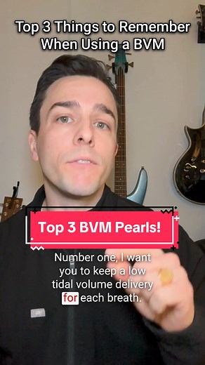 🌬️ Bag Valve Mask Essentials! Here’s a quick guide for effective ventilation: 1️⃣ Low Tidal Volume: Aim for about 500 cc’s of air per tidal breath for a 70kg adult 2️⃣ Low Pressure: squeeze with low pressure! Excessive pressure risks opening the lower esophageal sphincter, upping the chance of gastric content aspiration. 3️⃣ Slow Rate: In high-stress situations, resist the urge to bag fast! Optimal delivery is every 5-6 seconds; remember, faster doesn’t mean better oxygen saturation. When using