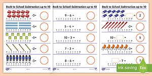 Back to School Subtraction up to 10