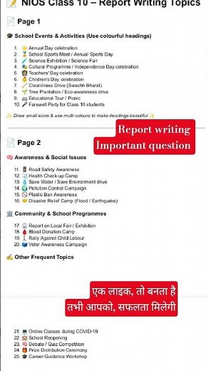 CLASS10|ENGLISH|REPORT WRITING|FORMAT/TIPS|NIOS|CBSE
