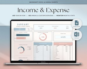 Income and Expense Tracker Spreadsheet Personal Financial Planner Excel Spreadsheet Monthly Expense Tracker Google Sheets Template Finance - Etsy