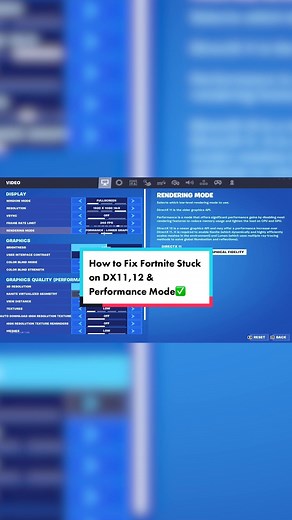 How to Fix Fortnite Stuck on DX11, 12 & Performance Mode!✅| Fortnite Rendering Mode not Changing Fix! #witeoutfn #fyp #fortnite #fort #gaming #viral #fortniteperformancemode #fortnitesettings #fortnitetips #fortnitesuperheroskins