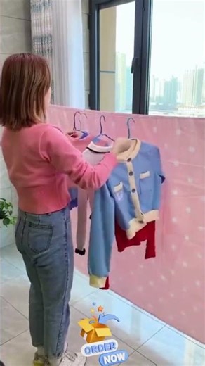 Wall-Mounted Retractable Clothesline with Stainless Steel Rope