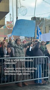 68K views · 446 reactions | Protestors and counter demonstrators gathered on Inverness High Street this afternoon as tensions over controversial plans to house 300 asylum seekers at Cameron Barracks ramped up. We spoke with protesters from both sides to find out why they took a stand today. Watch the video below | The Inverness Courier | Facebook