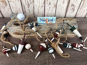 9 Ft Wood Fishing Bobber Floats on String - Buoy Fish Net Garland - Wooden Nautical Decor - Christmas Tree Ornament - Etsy