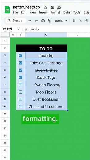 Automatically Strikethrough To Do Items in Google Sheets