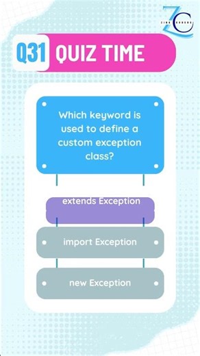 Q31🔥 How to Create a Custom Exception in Java | Java Explained | Zing Coders #java #quiz #zingcoders