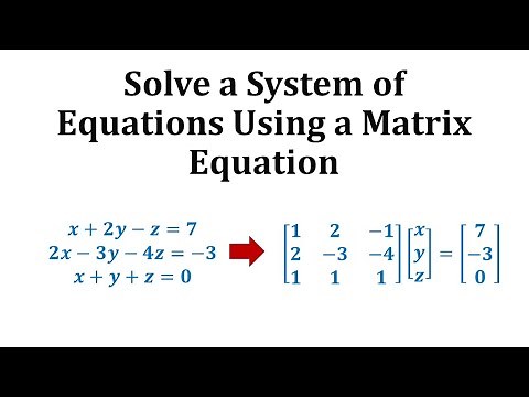 Ex: Solve a System of Three Equations Using a Matrix Equation