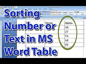 Sorting Number or Text in MS Word Table by Ascending and Descending