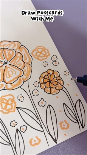 Draw Postcards With Me | Camellia doodle 🌸✨ #art #drawing #illustration #doodle