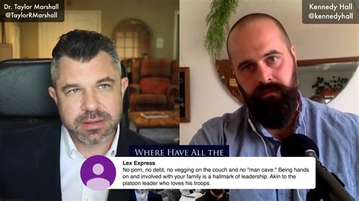 "Reluctance to Suffer due to an Attachment to Pleasure | Dr Taylor Marshall and Kennedy Hall" Dr Taylor Marshall Podcast 407 "Where Have All the Catholic Men Gone?" with Dr Taylor Marshall and Kennedy Hall https://www.youtube.com/watch?v=QAxnmClVSGQ&t=0s | Dr. Taylor Marshall