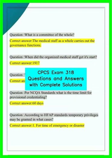 CPCS Exam 318 Questions and Answers with Complete Solutions video
