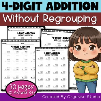 4-digit Addition Worksheets - No Regrouping Practice for 4th Grade Math