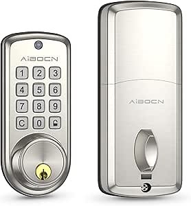 Aibocn Smart Indoor Lock, Keyless Entry Indoor Lock, Electronic Keypad Deadbolt Lock with Auto-Lock,10 Customizable User Codes,Easy to Install and Program,Security Smart Indoor Lock for Bedroom Garage