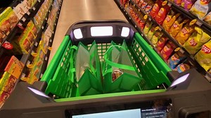 Dash cart at the new Amazon Fresh grocery store is straight up magical. Put an item in and it automatically recognizes it and adds it to a running tally. Great for staying on budget. | Rich DeMuro