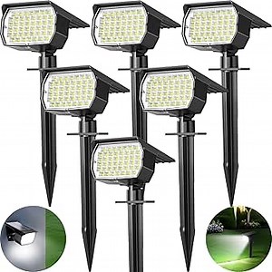 Tadyreal Solar Spot Lights Outdoor 6 Pack, [46 LED/3 Modes] Solar Landscape Spotlights Waterproof, 2-in-1 Auto On/Off Solar Powered Lights for Outside Yard Garden Wall Pathway(Cool White)